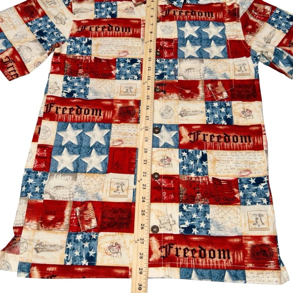 American Summer Patriotic American Flag Button Up Shirt Mens Medium Independence - Picture 7 of 7